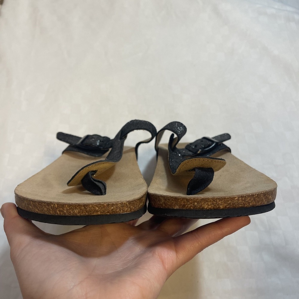 NWOB Vionic 44Mary Orthaheel Thong Sandals Flip Flop Black Glitter Women 7 EU 38 - Picture 4 of 7